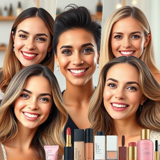 Un collage de visages de c√©l√©brit√©s fran√§aises souriant, avec des produits de beaut√© en arri√®re-plan, illustrant l'article sur leurs secrets de beaut√©.